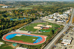 Cretzmeyer Track and Pearl Softball Field sit to the south of the Coralville strip