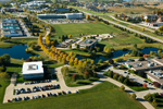 Looking down on the north end of University of Iowa Research Park, along Highway 965