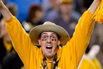 A Hawkeye fan shows his support at the Insight Bowl.