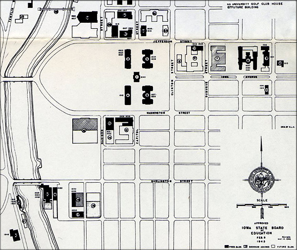 Portion of campus plan as approved by the State Board of Education, 1945 