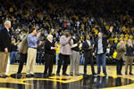 Former Iowa men’s basketball coach Tom Davis and the 1986-87 Hawkeye team, which 25 years ago won a school-record 30 games and advanced to the Elite Eight in the NCAA tournament, were honored on the court before tipoff of the Feb. 4 game against Penn State. The current Hawkeyes, donning commemorative throwback jerseys, gave the crowd another reason to celebrate: a 77-64 victory.