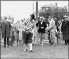 W.O. Finkbine tees off at the University’s new golf course, October 1925. 