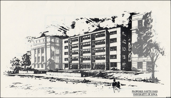 Proposed South Hall, 1958 Looking north from Washington Street 