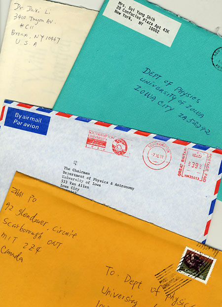 A sample of letters and cards received by the Department of Physics and Astronomy following the Nov. 1, 1991, tragedy