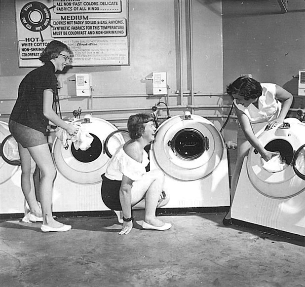 Thoroughly modern laundry room, Currier Hall, 1950s